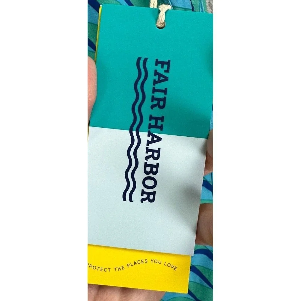 Fair Harbor Swim Trunks Adult 3XL Blue Geometric Board Shorts Drawstring Men NEW